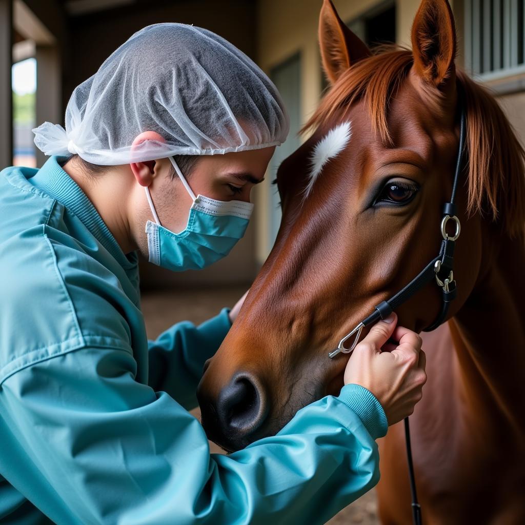 Veterinarian Diagnosing Sarcoid