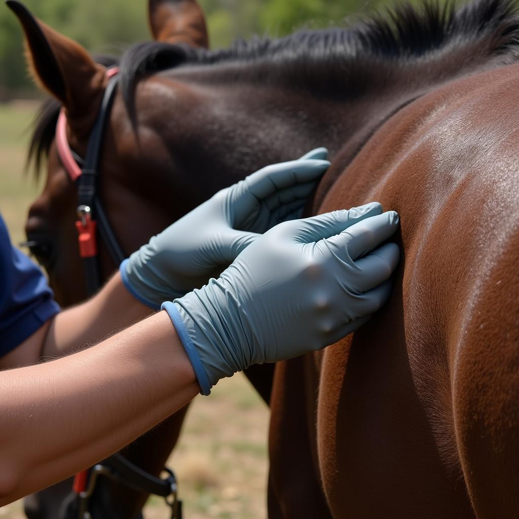 Veterinarian Examining Horse's Skin