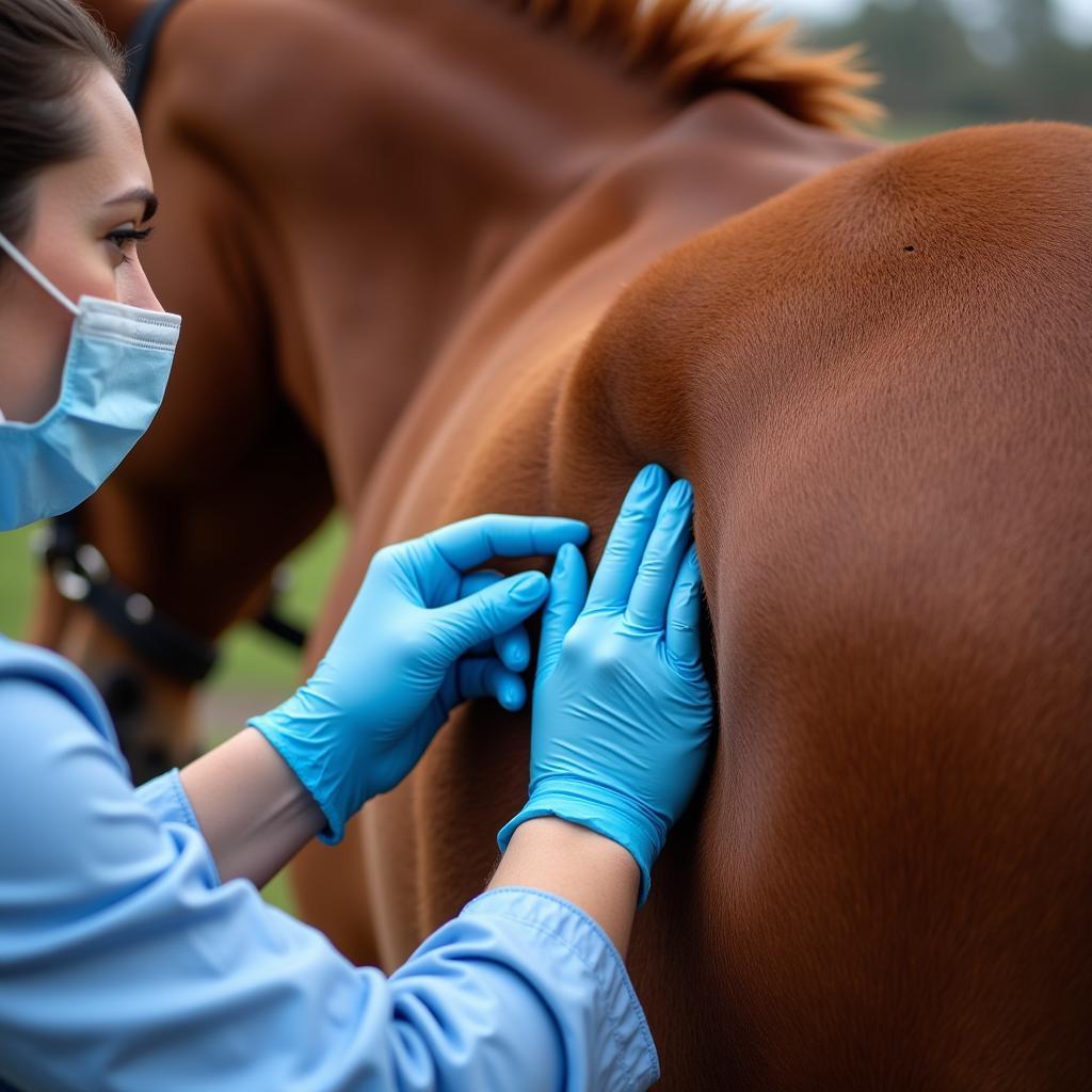 Veterinarian Examining Horse Tail