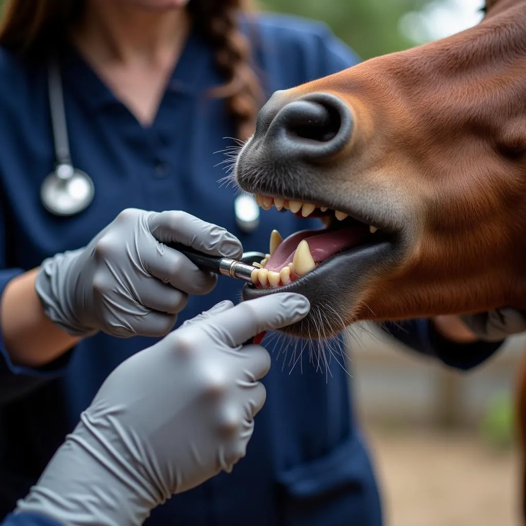  Veterinarian Examining Horse Teeth