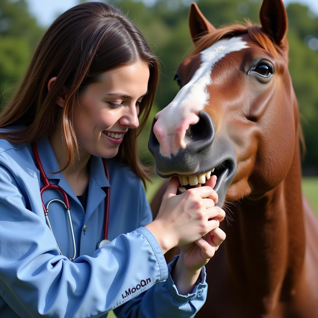 Veterinarian Examining Horse Teeth