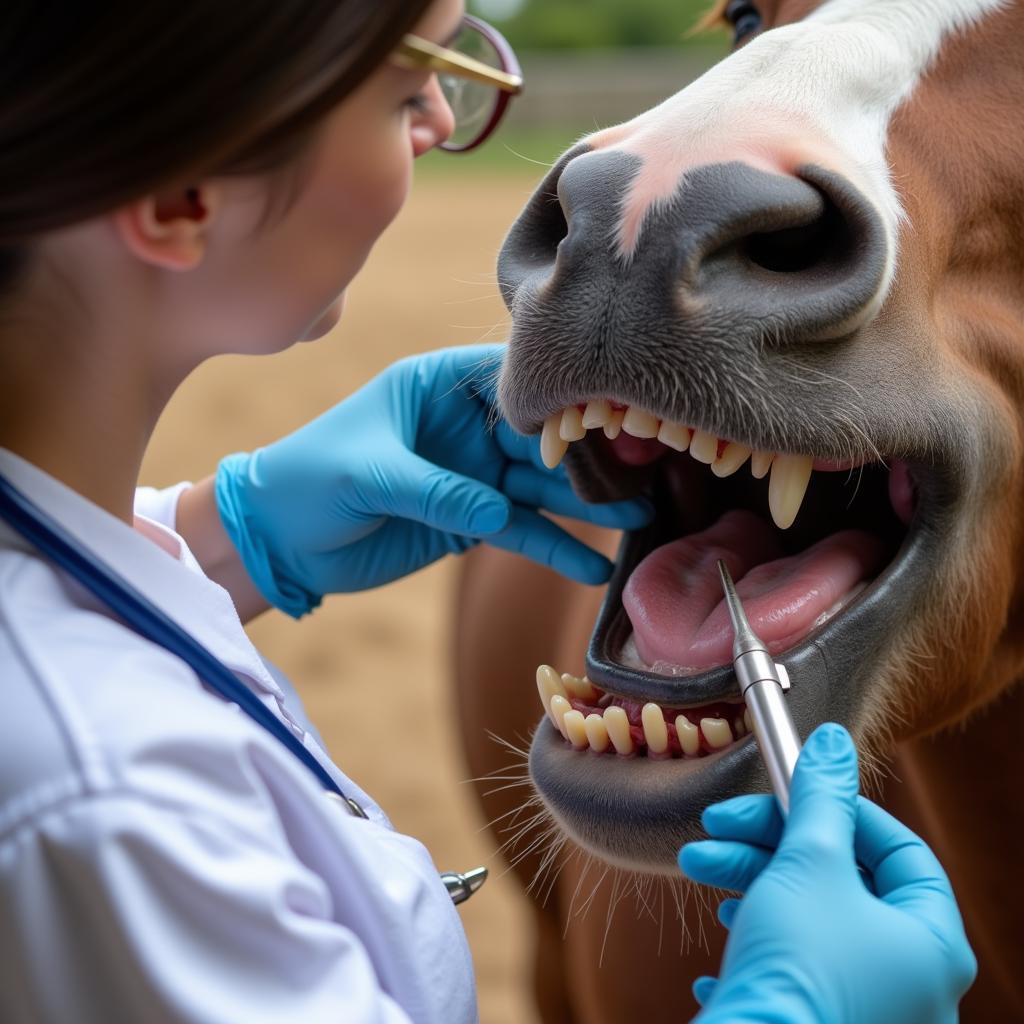 Veterinarian Checking Horse's Teeth