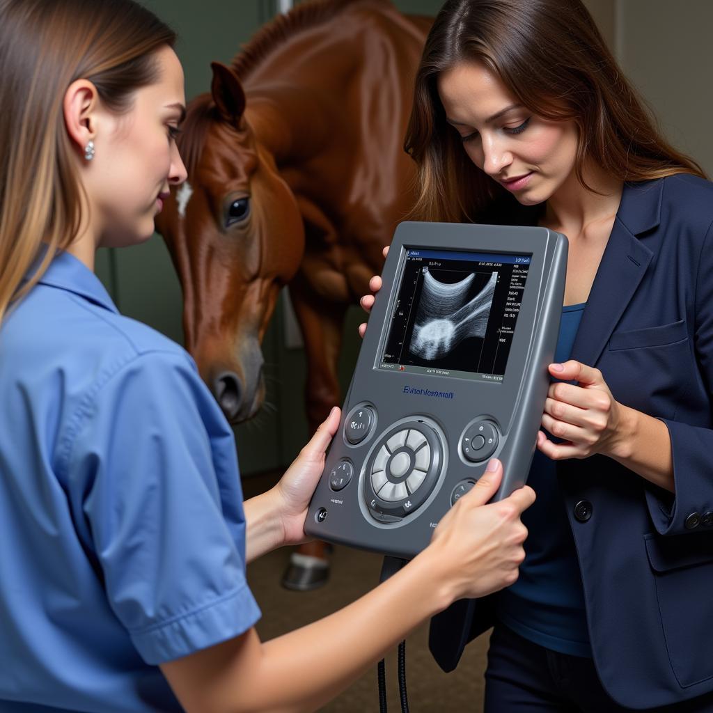 Veterinarian Examining Horse Tendon