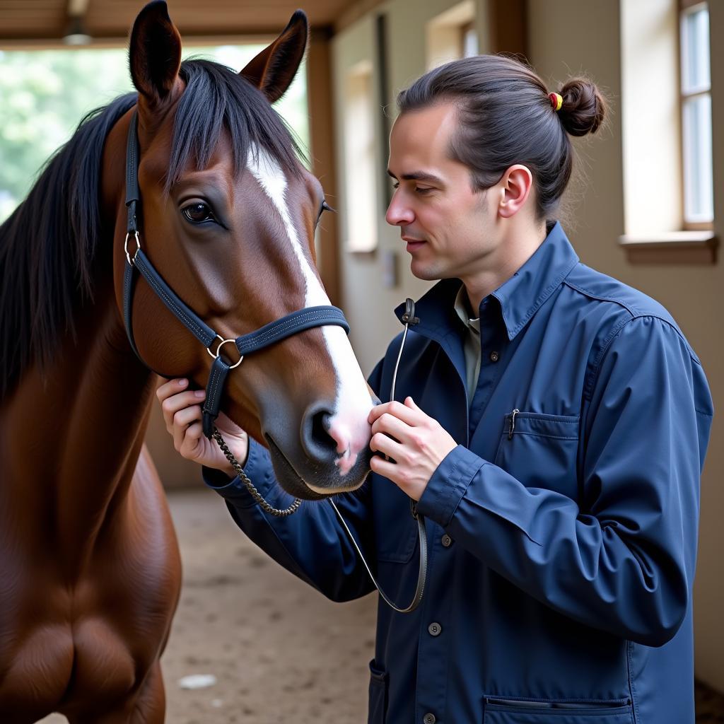 Veterinarian Examining Horse with Tying Up