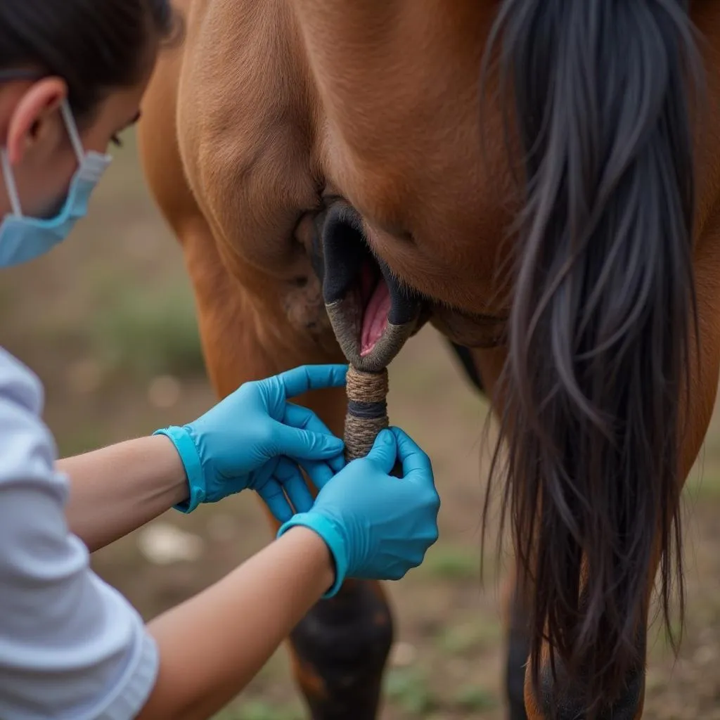 Veterinary Examination of Horse Vagina