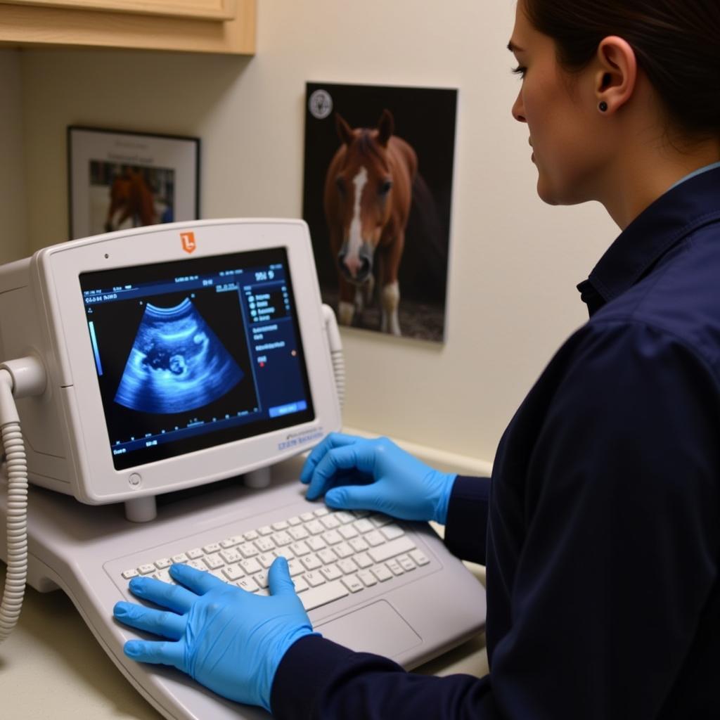 Veterinarian Conducting an Ultrasound on a Pregnant Mare