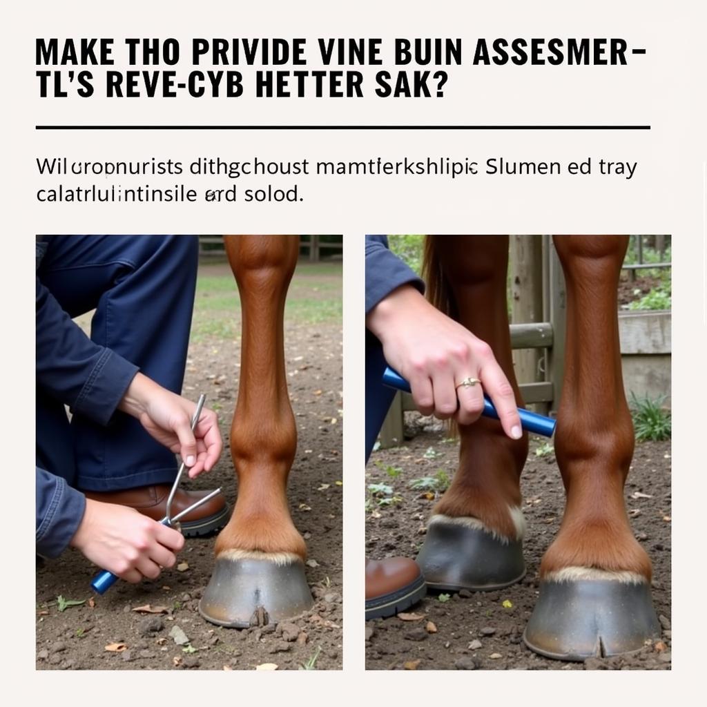 A veterinarian carefully examining a horse's hoof with a quarter crack