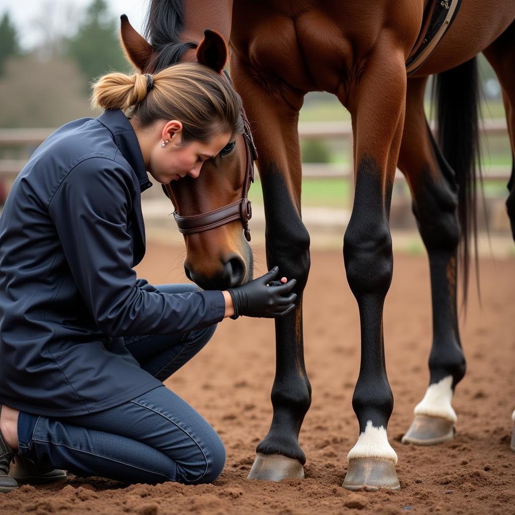 Veterinarian Examining Quarter Horse