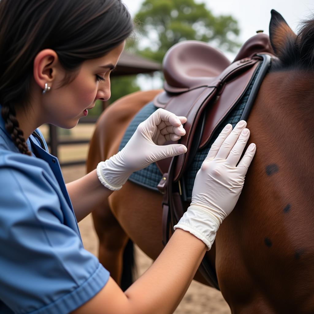 Veterinarian Examining Saddle Sore