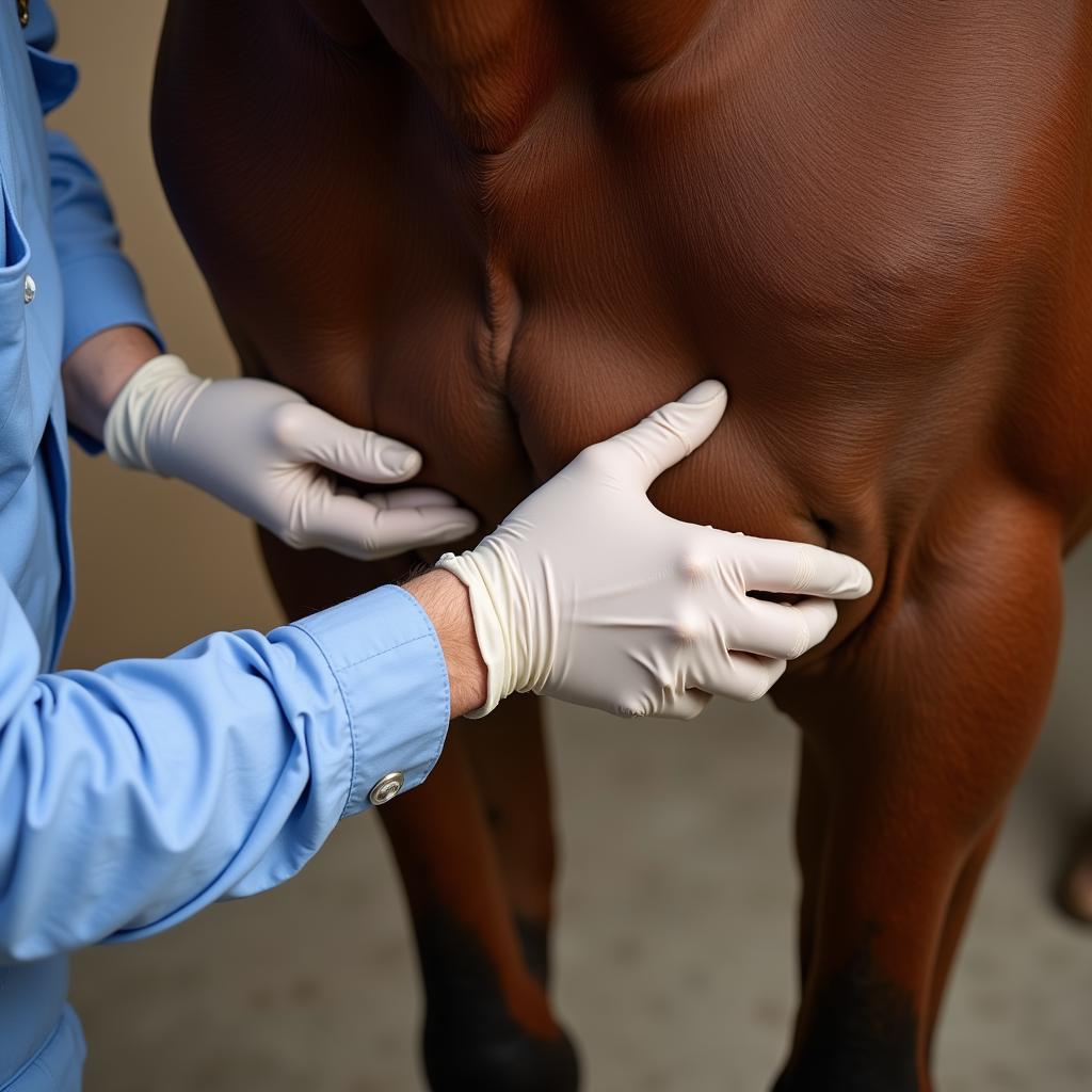 Veterinarian Conducting a Stallion Exam