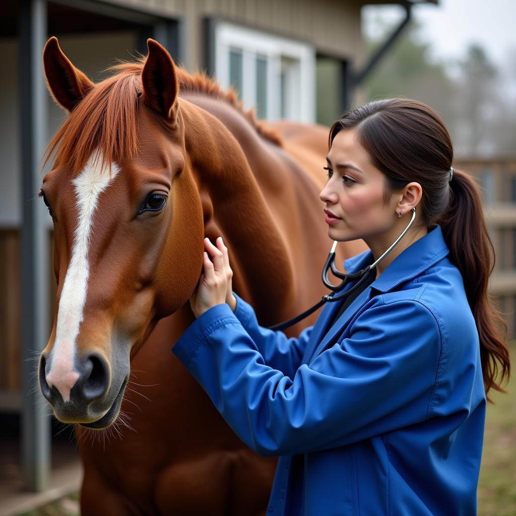 Veterinarian Conducting a Stallion Exam