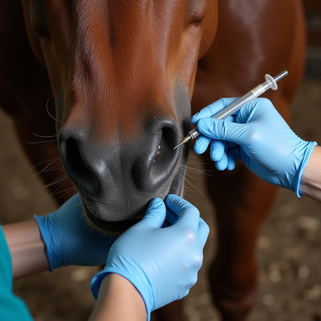 Veterinarian Preparing Horse for Insemination