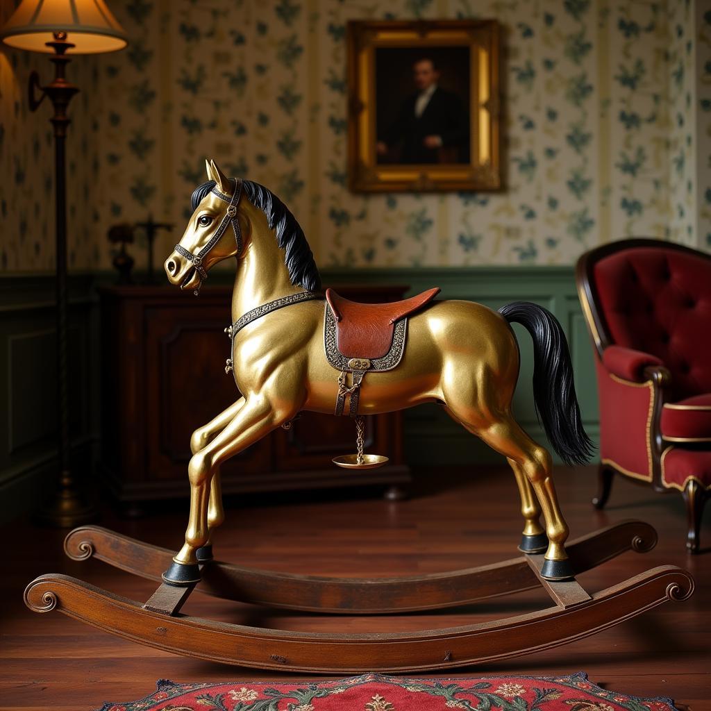 Victorian era brass rocking horse