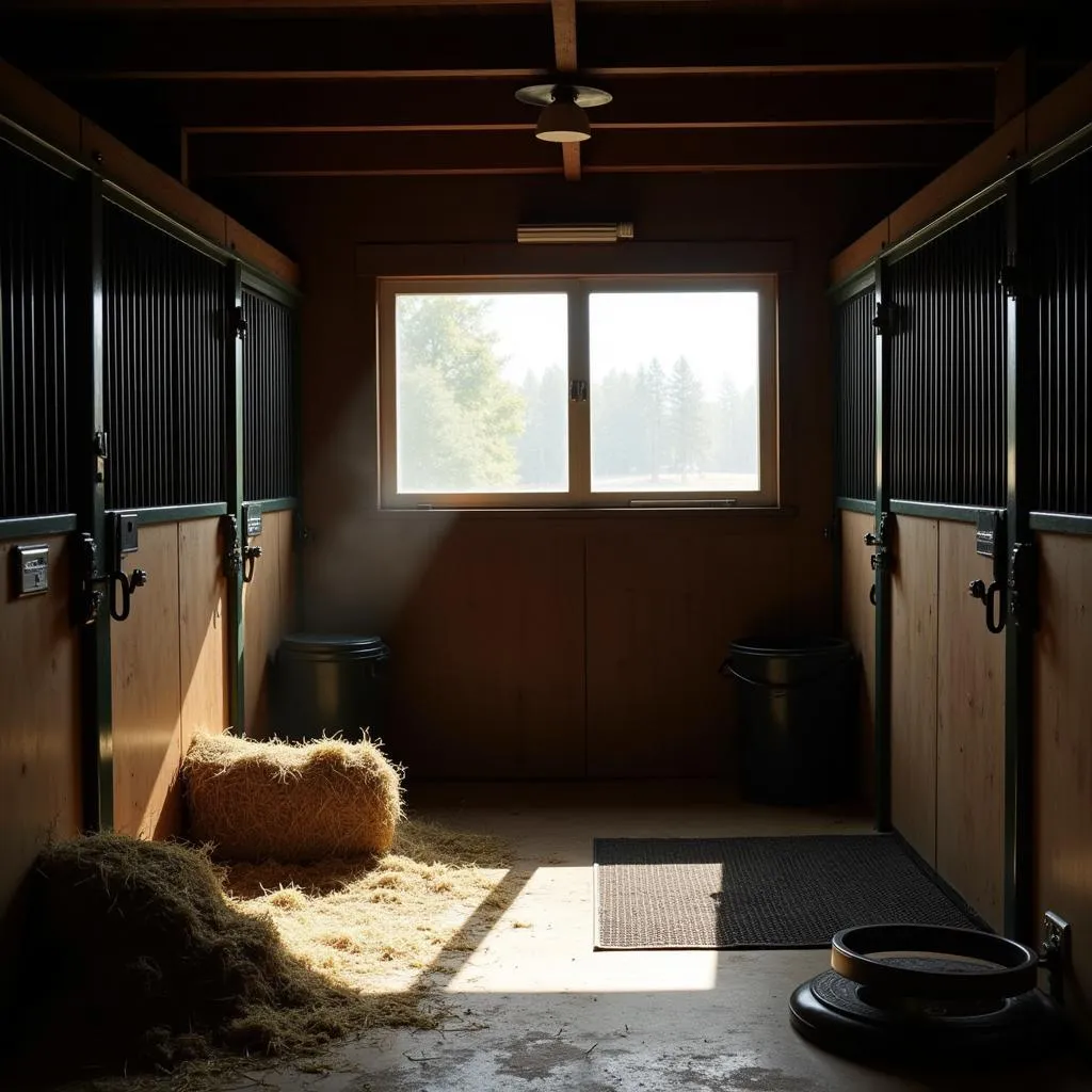 A bright and airy horse stall with excellent lighting