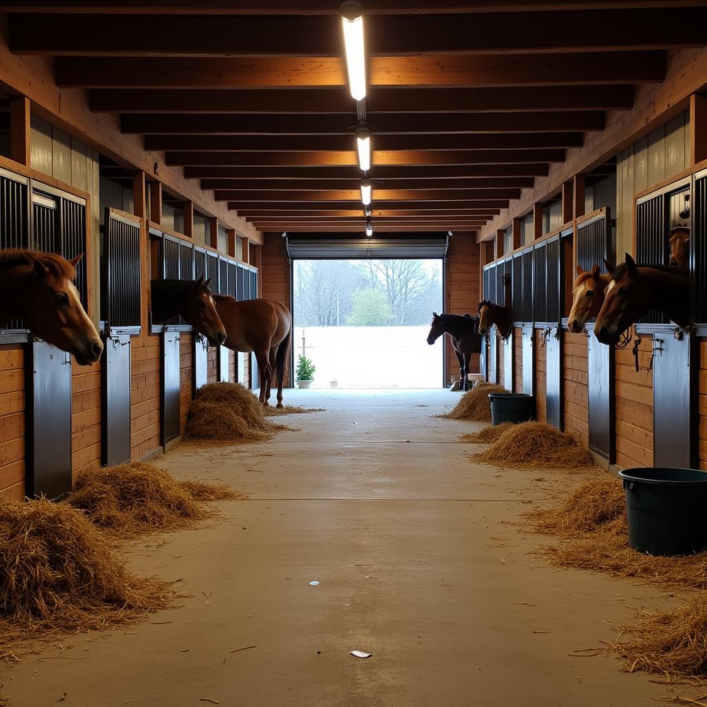 Clean and spacious horse stables in Indiana