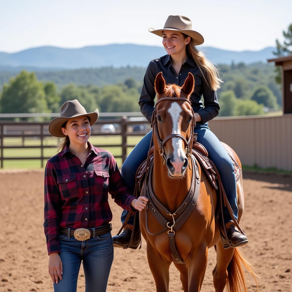 Western Riding Instructor and Student