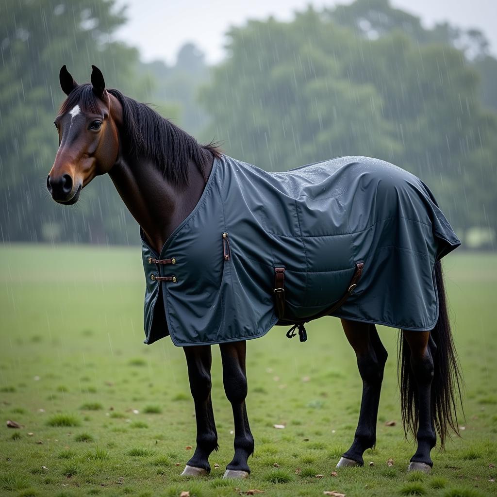 Wet Horse in Rain Needs Blanket