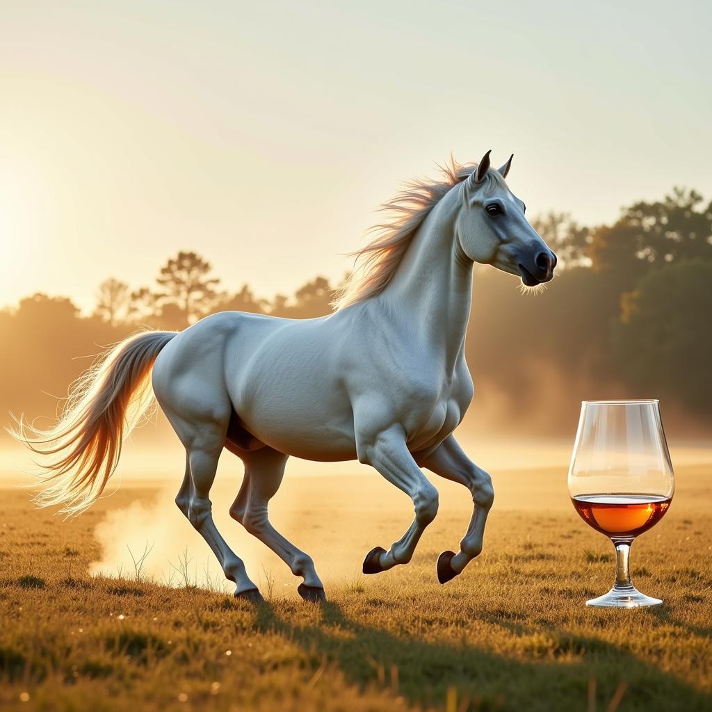 Whisky White Horse Symbolism: A Majestic White Horse Galloping Across a Field