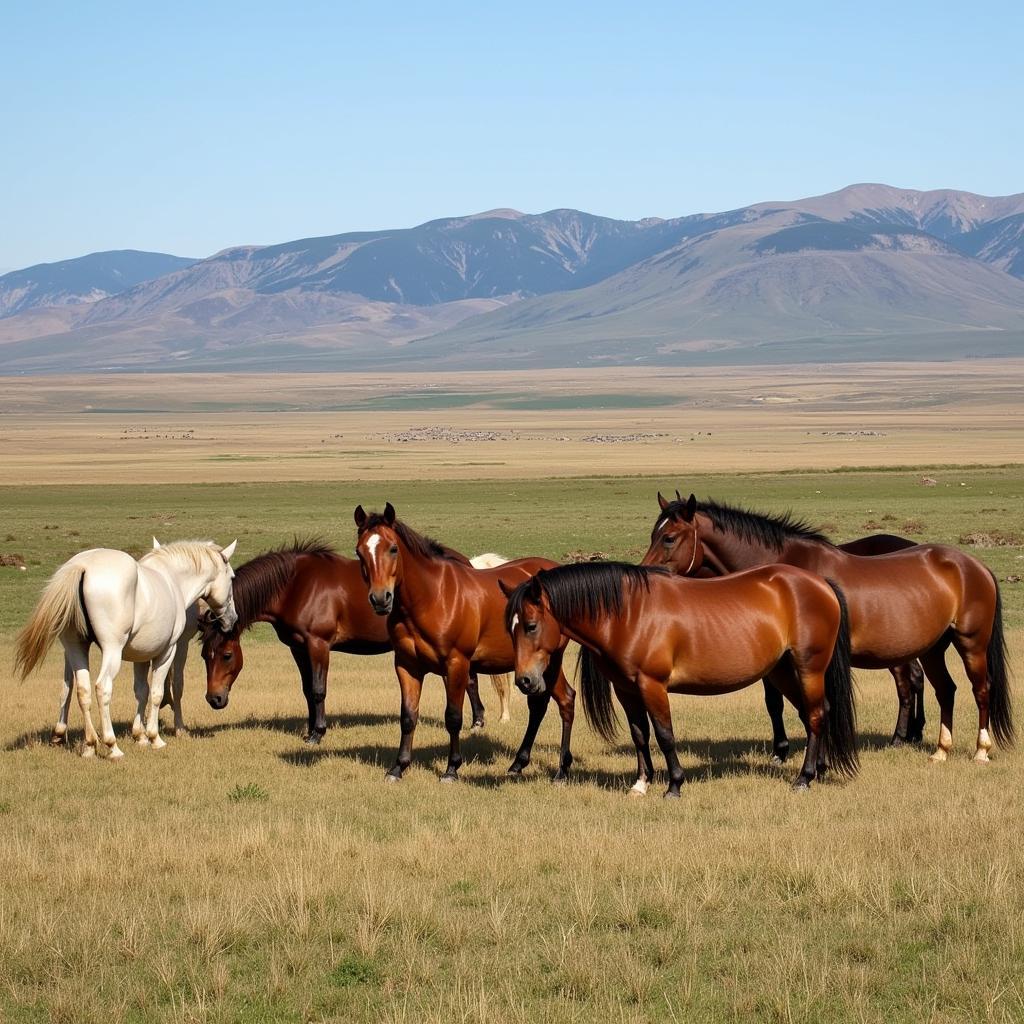 Wild horses grazing near Pomeroy, Washington