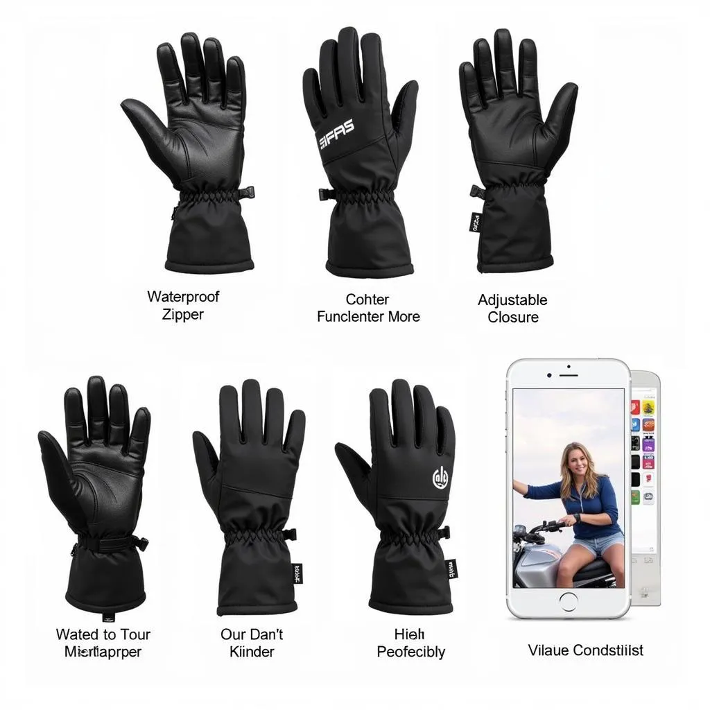 Assortment of winter riding gloves