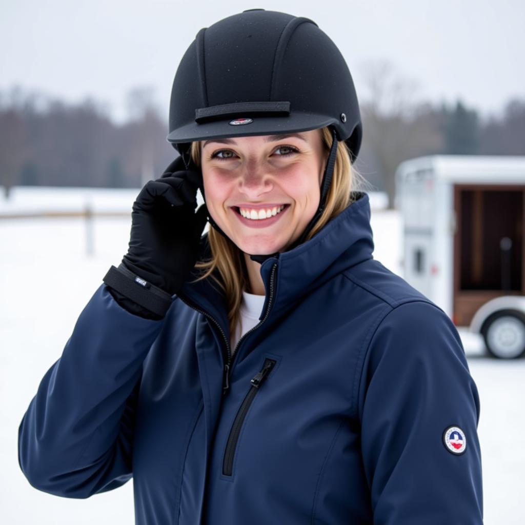 Woman in a winter riding jacket