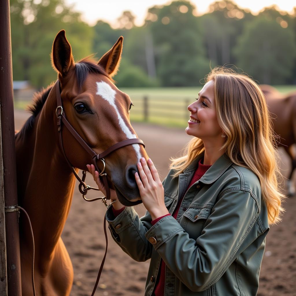 Woman Bonding with Her Horse