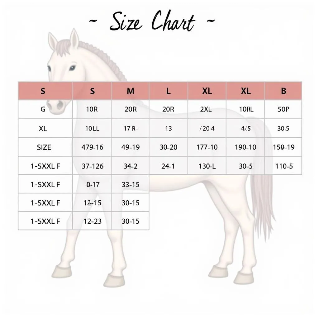 Women's Horse Pajamas Size Chart Example