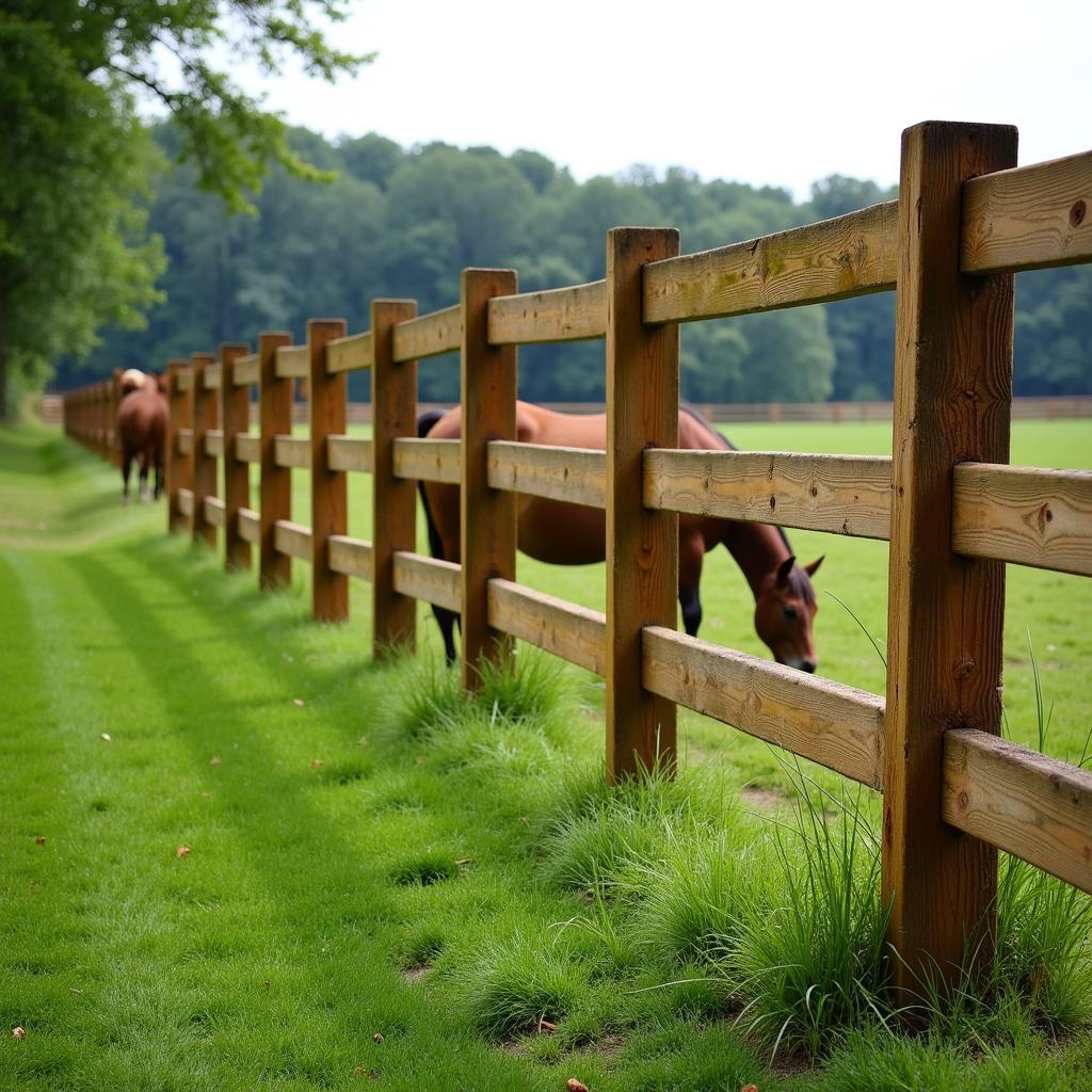 Wooden fence for horses