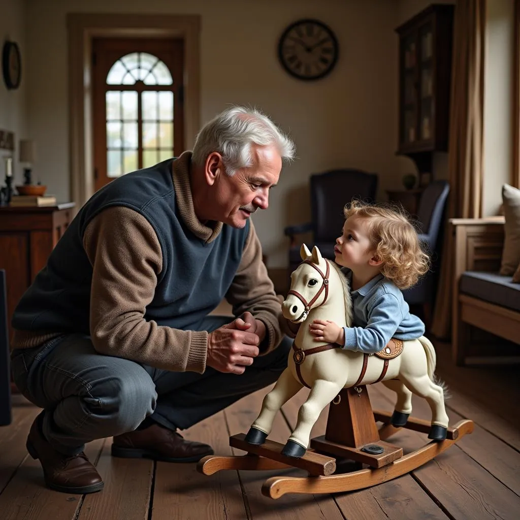 Wood rocking horse as an heirloom