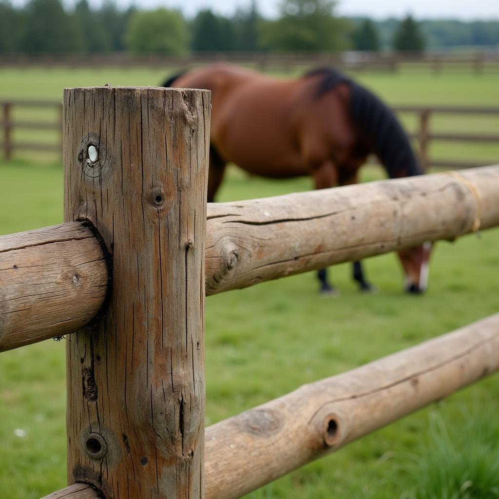 Durable Wooden Post and Rail Fence for Horses