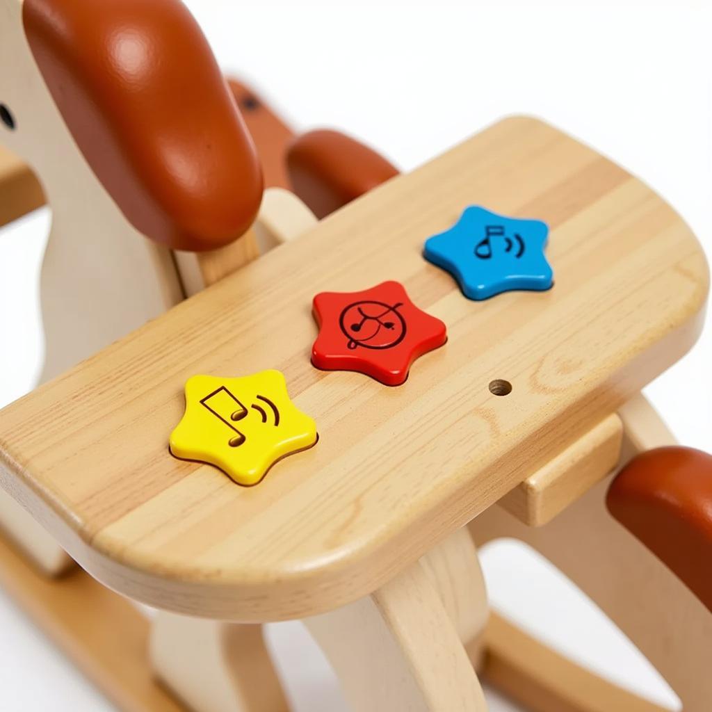 Wooden rocking horse with interactive panel