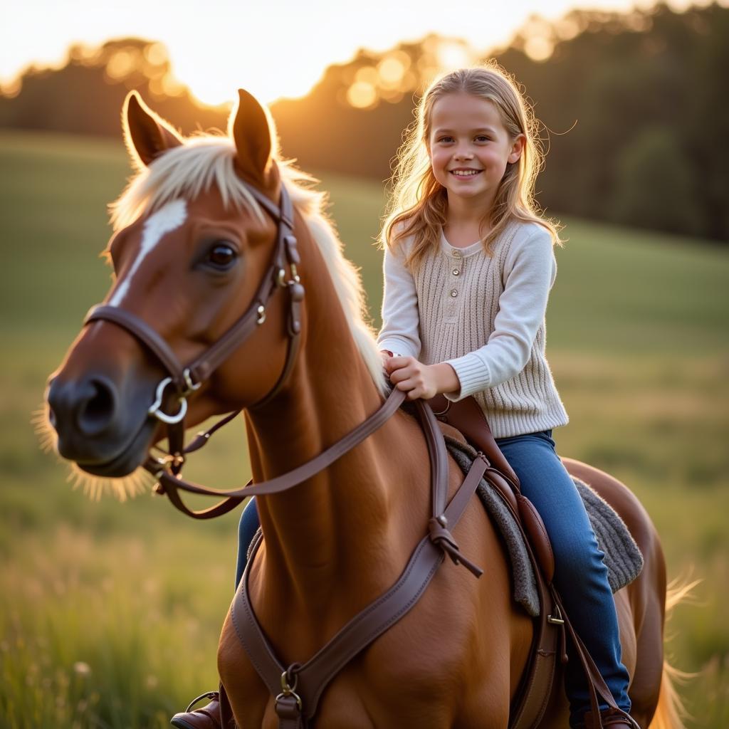 Young Girl Riding a Horse