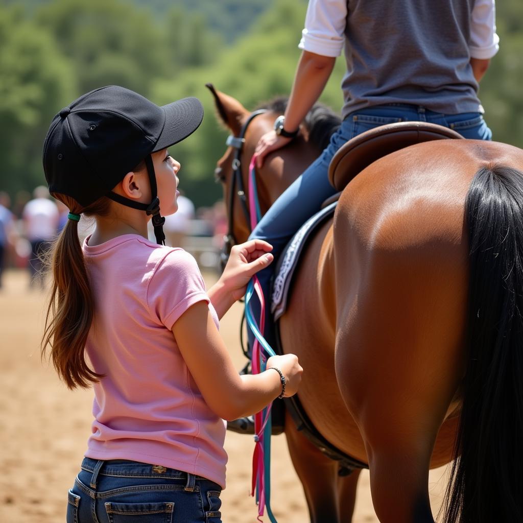 Young Equestrian Preparing for a Show