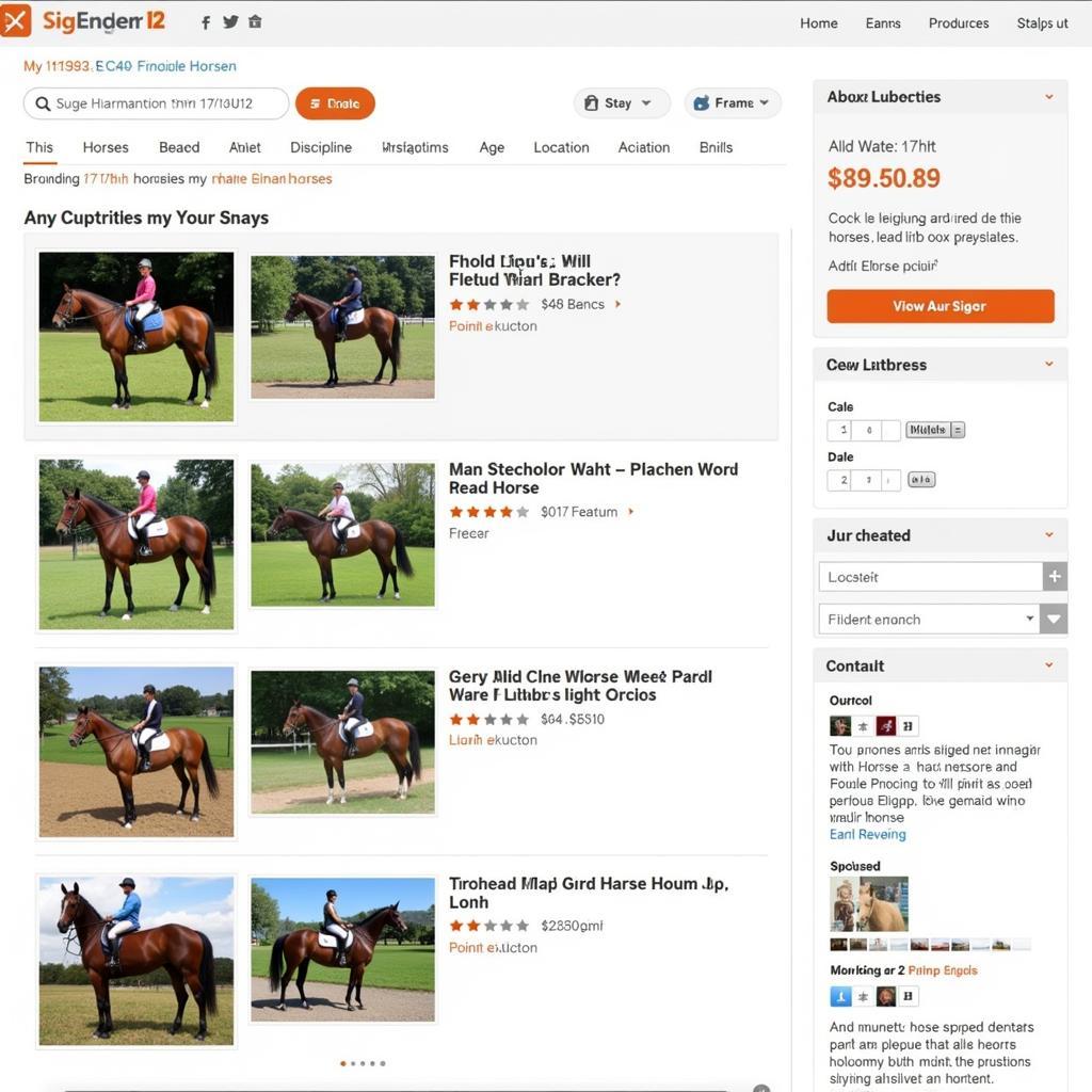 Browsing 17hh Horses for Sale on an Online Marketplace