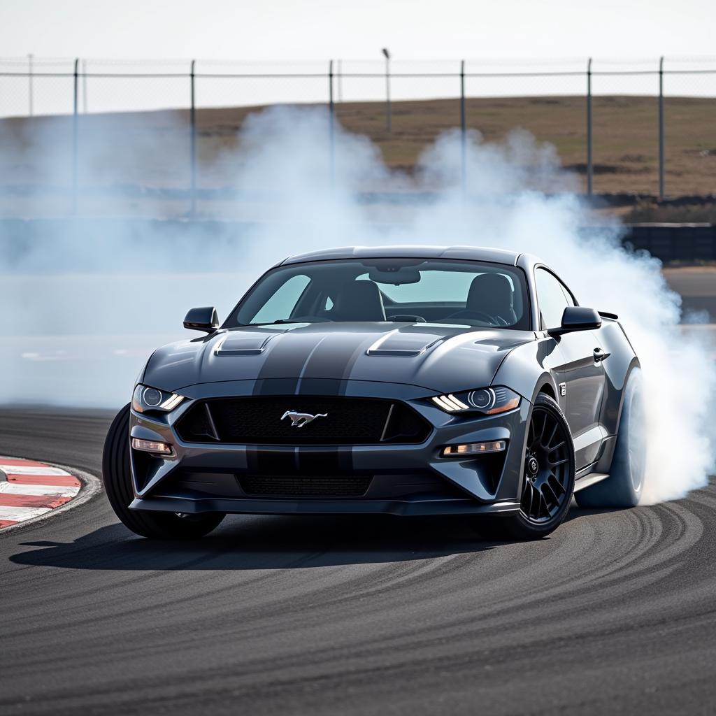 2024 Ford Mustang Dark Horse Track Action - Drifting through a Corner