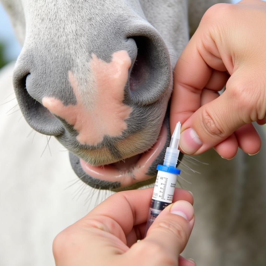 Administering Toltrazuril Suspension to a Horse