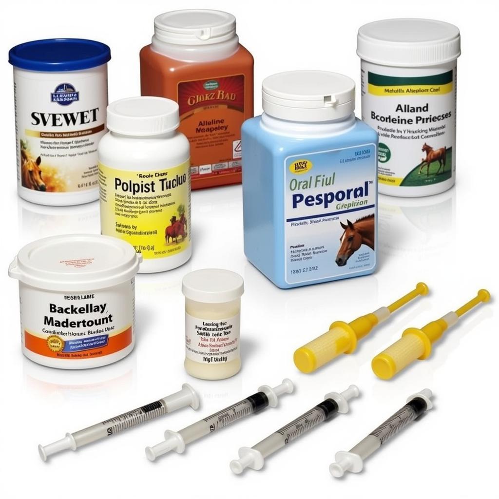 Various forms of equine medication and supplements