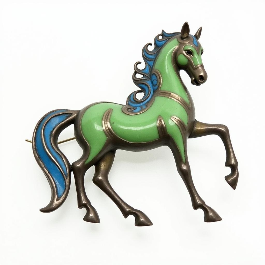 Art Nouveau Style Antique Horse Brooch with Flowing Lines