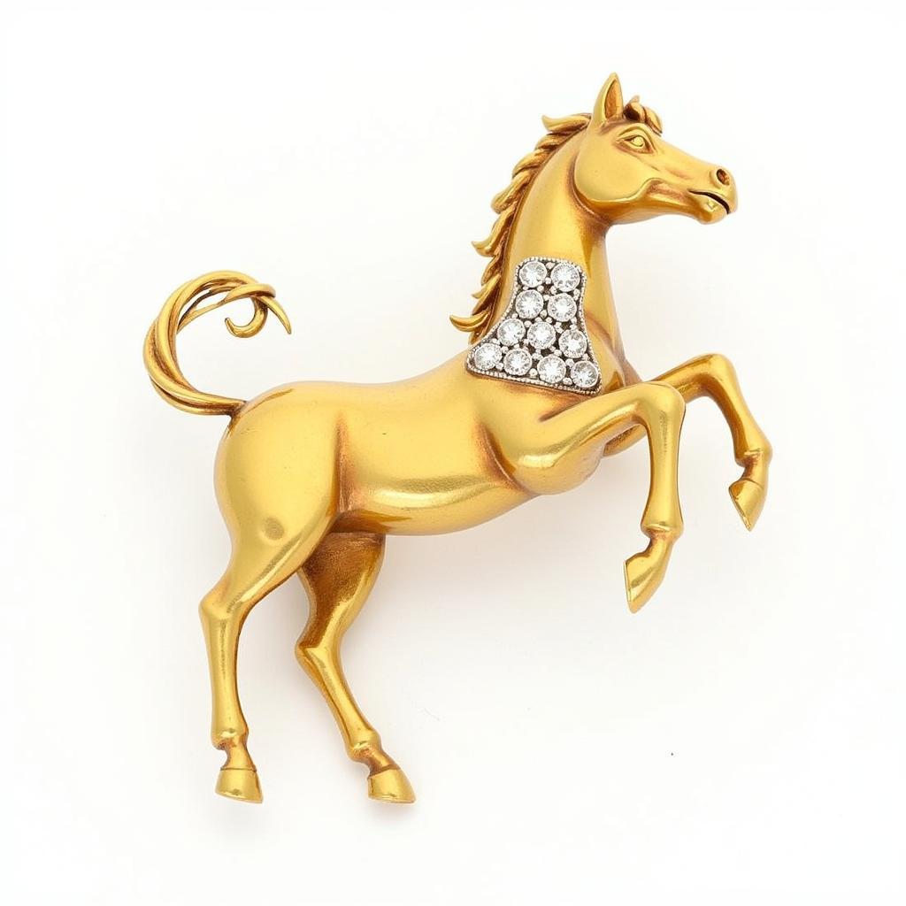 Antique Horse Brooch Crafted from Gold and Set with Diamonds