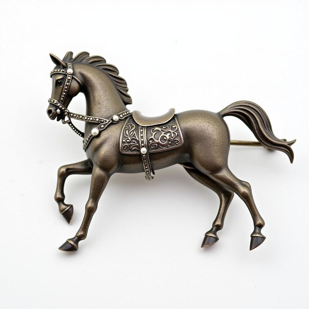 Victorian Era Antique Horse Brooch Depicting a Horse in Motion