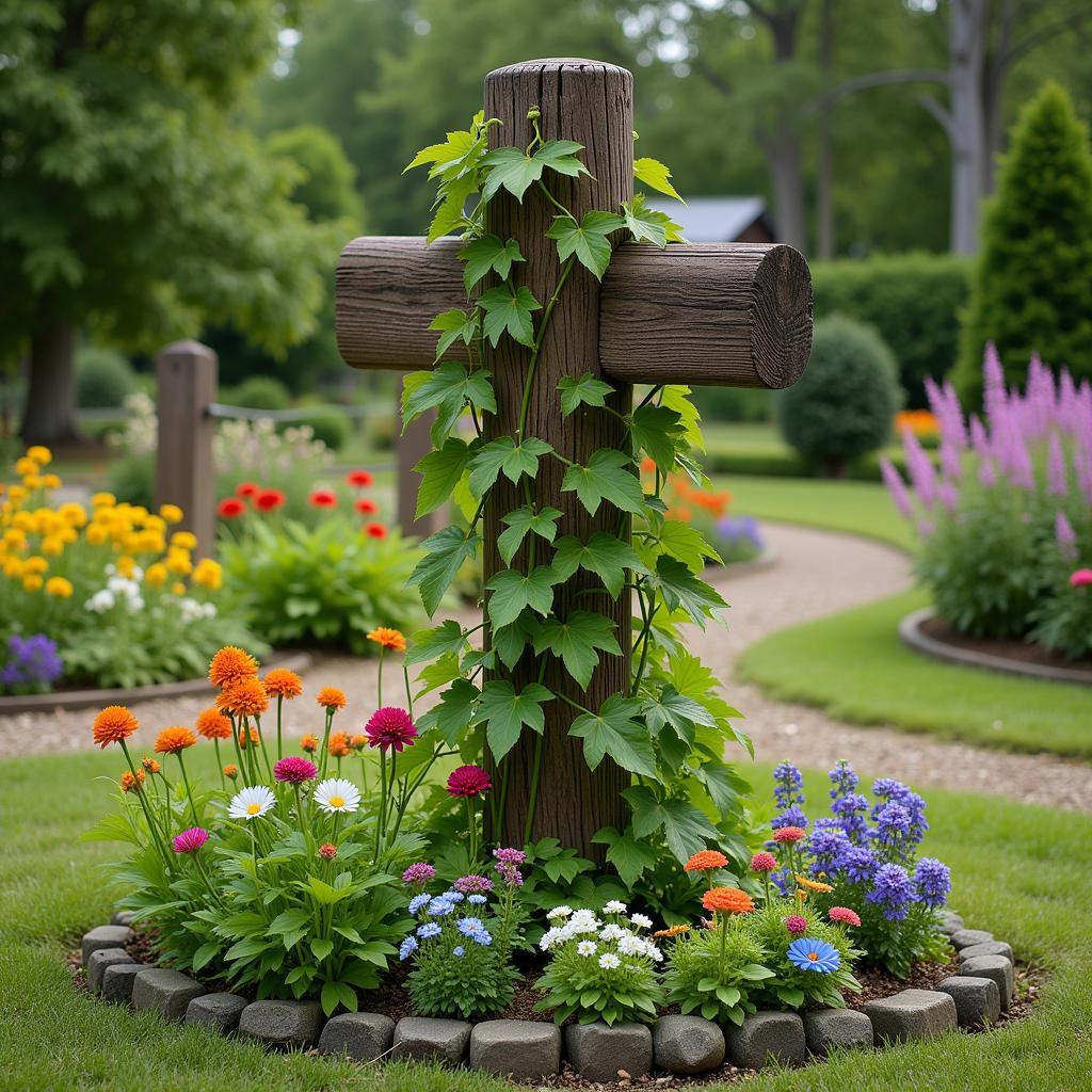 Antique Horse Hitching Post in a Garden Setting