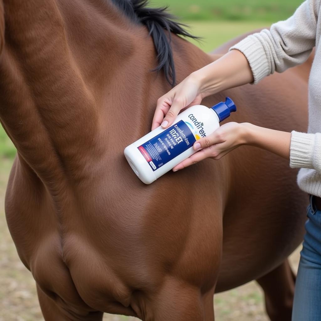 Applying Horse Conditioner