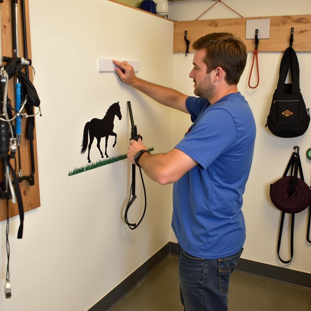 Applying Horse Wall Graphics in a Tack Room