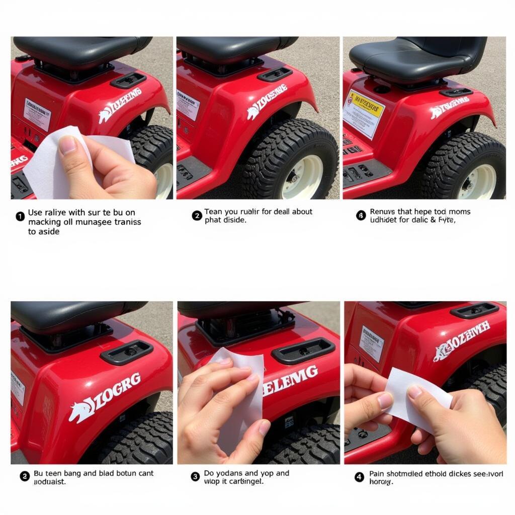 Applying a Troy Bilt Horse Decal to a Mower