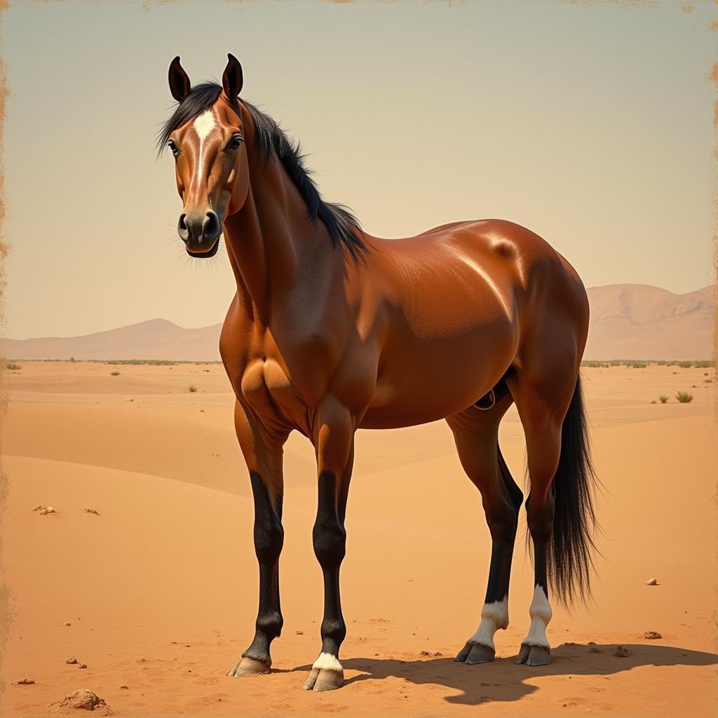 Traditional Arabian Horse Painting by Renowned Artist