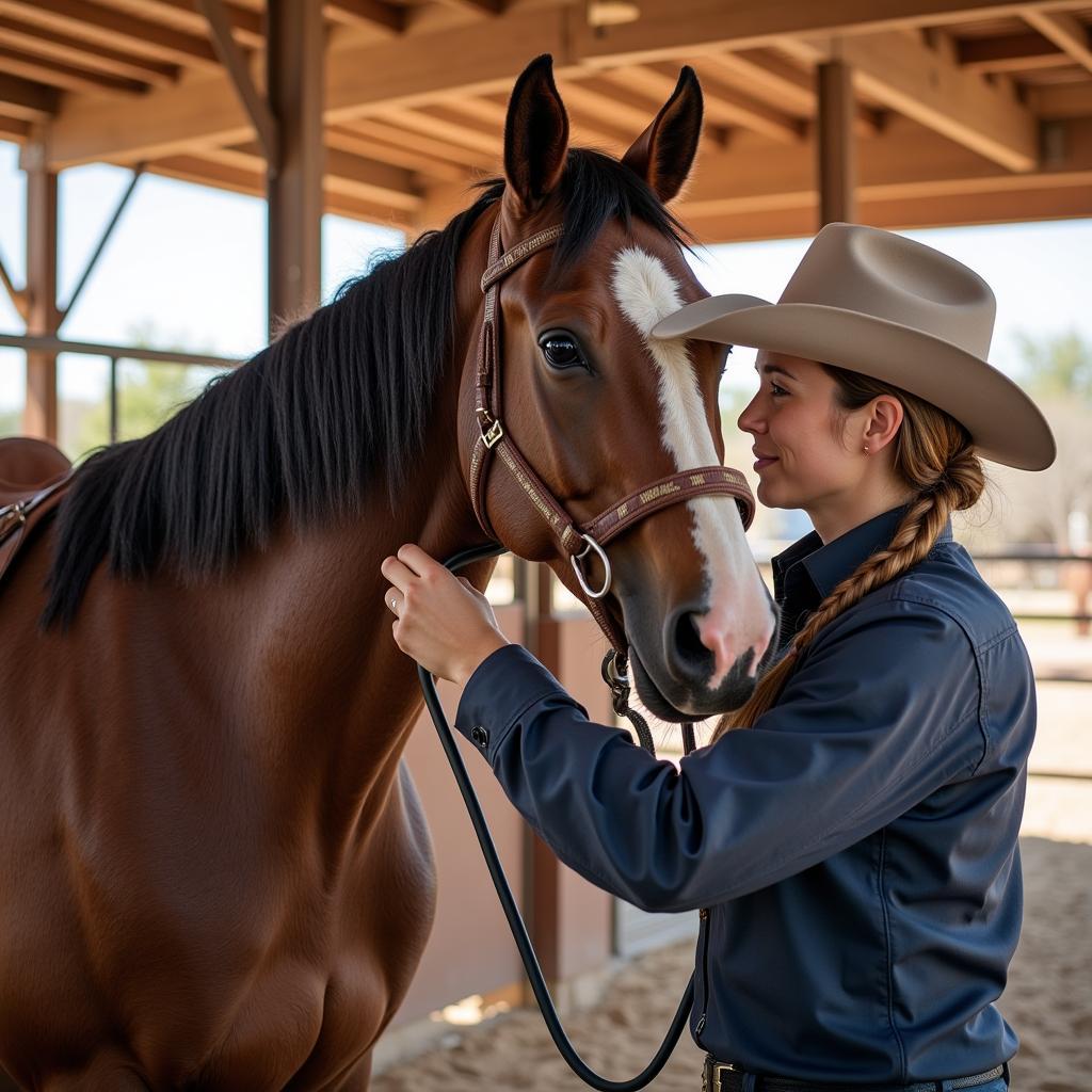 Veterinarian Performing Pre-Purchase Exam on a Barrel Horse