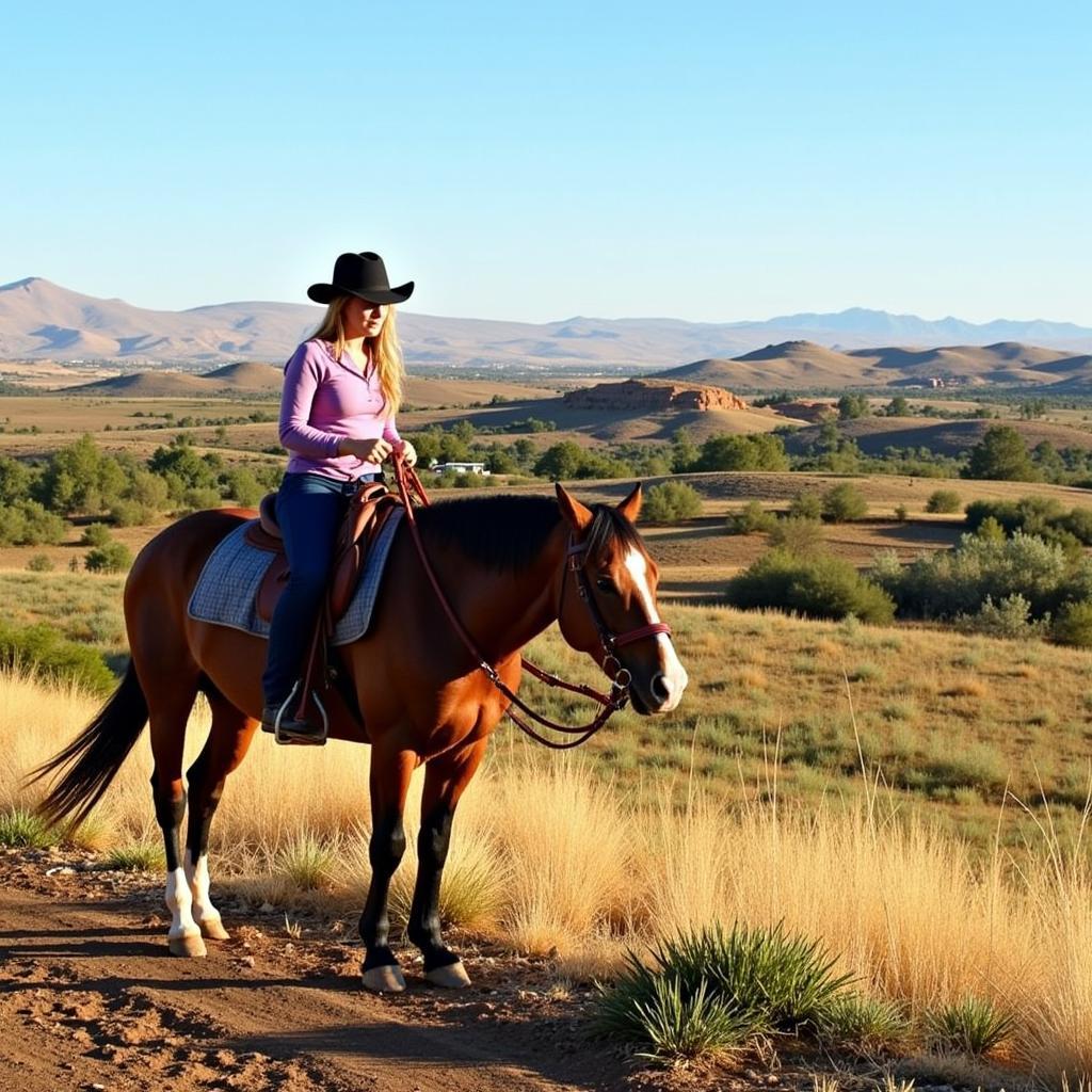 A rider and their horse enjoying a trail ride in Bakersfield, CA