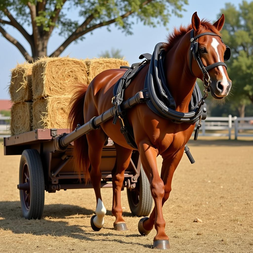 Belgian Draft Horse Pulling a Cart