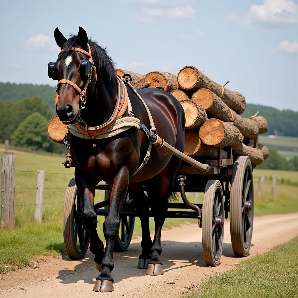 Belgian Draft Horse working on a farm