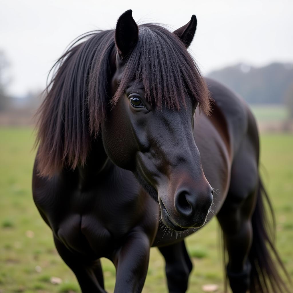 Black Gypsy Vanner Horse Portrait